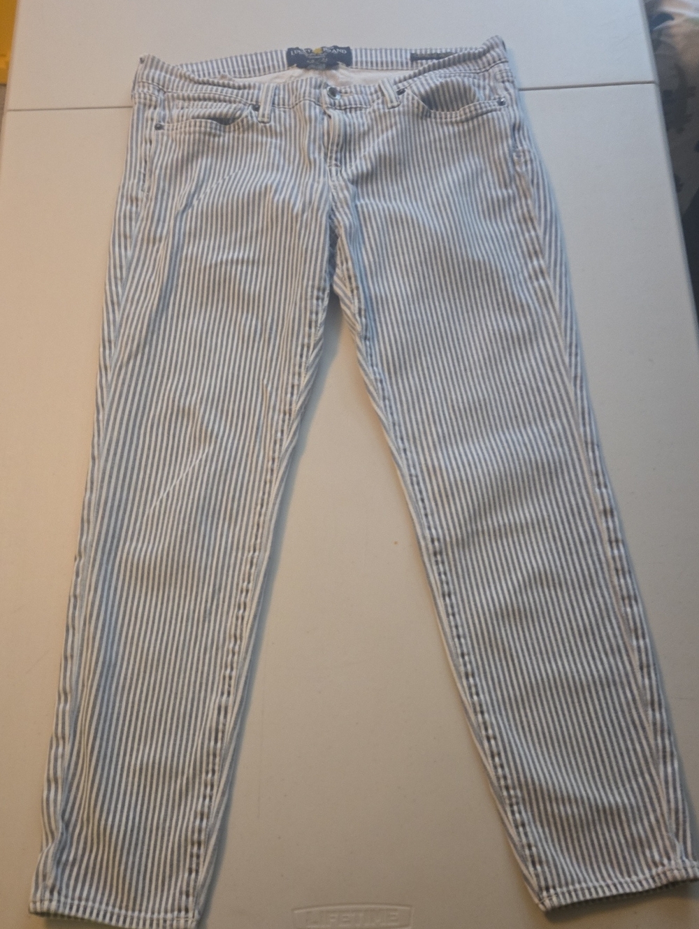 Lucky Brand Striped Slim Straight Jeans Blue & White Size 12 / 31 - Flaw